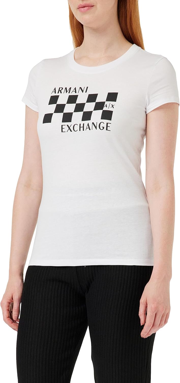 Armani Exchange Womens Cotton Jersey Crew Neck Racing Fitted Tee