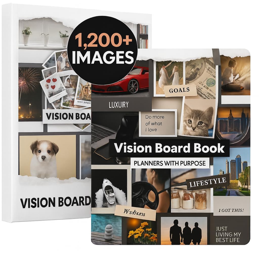 Planners with Purpose Vision Board – ponad 1200 obrazów i cytatów z tablicy wizyjnej – dziennik wizji dla demonstracji, motywacji i inspiracji stylem życia – zestaw
