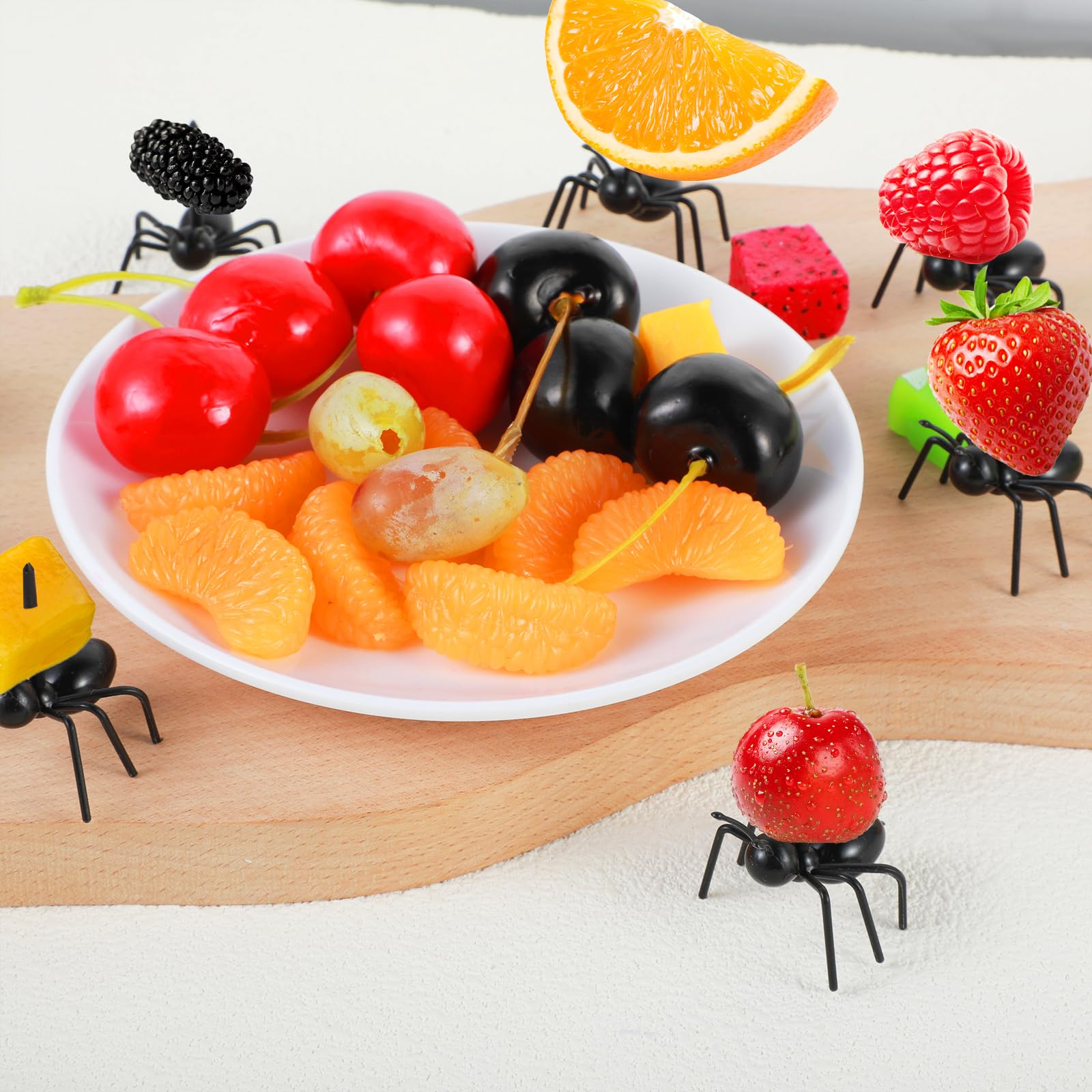 12 Stuzzicadenti A Forma Di Formica, Porta Dessert, Forchetta