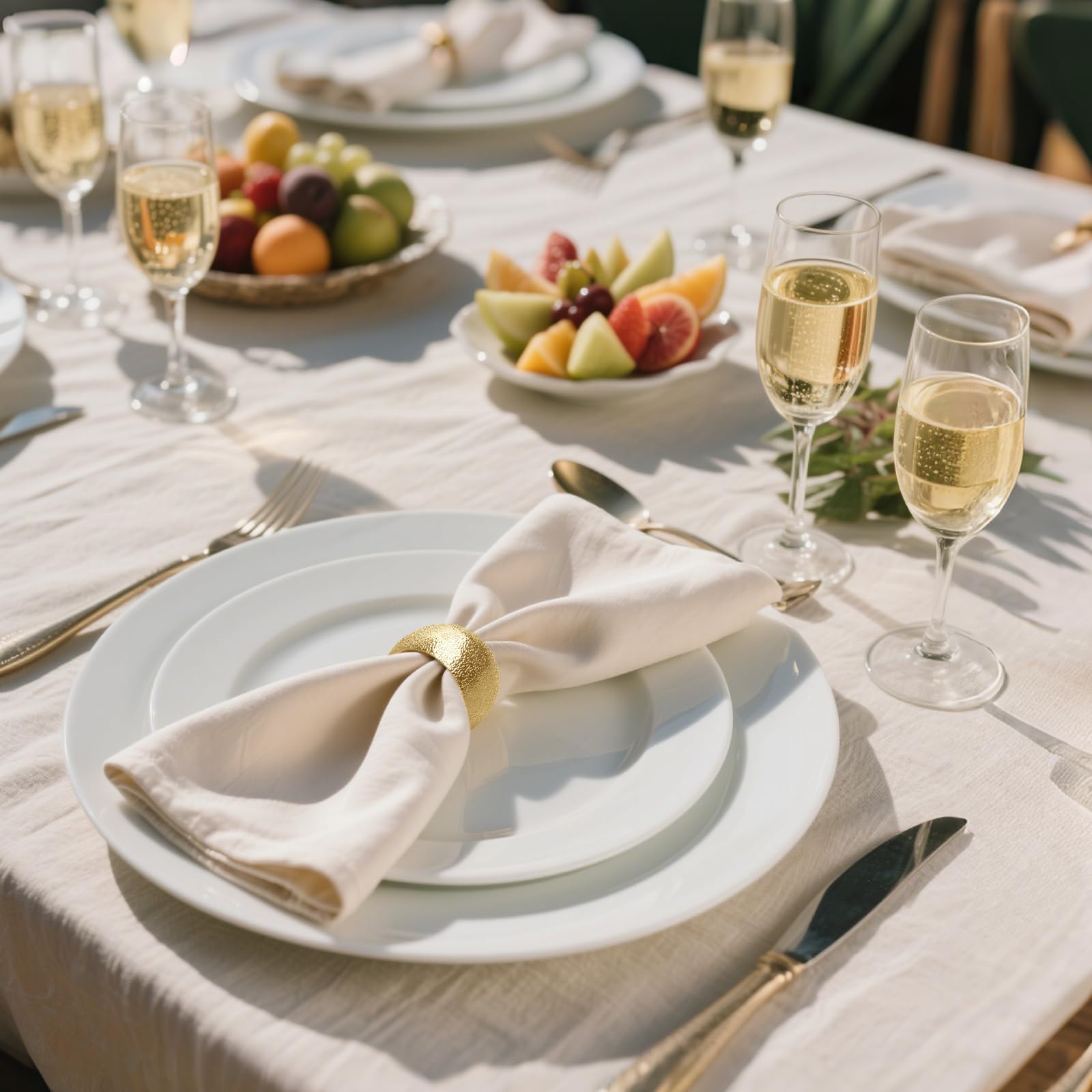 52 portatovaglioli dorati, in metallo, portatovaglioli, decorazioni per matrimoni, cene, feste, anniversari, compleanni (classici)