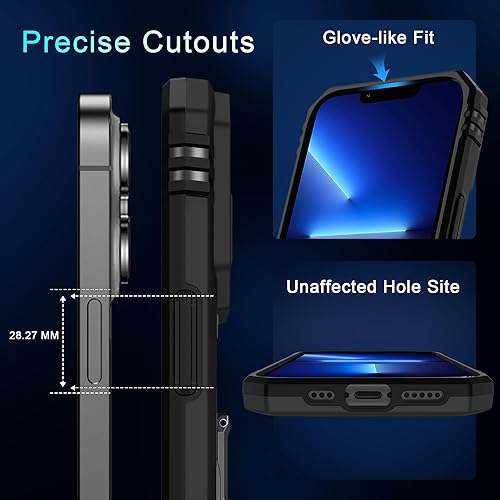 Miniatura 6 de DEERLAMN Funda para iPhone 13 Pro con cubierta deslizante para cámara + protector de pantalla (1 unidad), soporte de anillo giratorio de grado