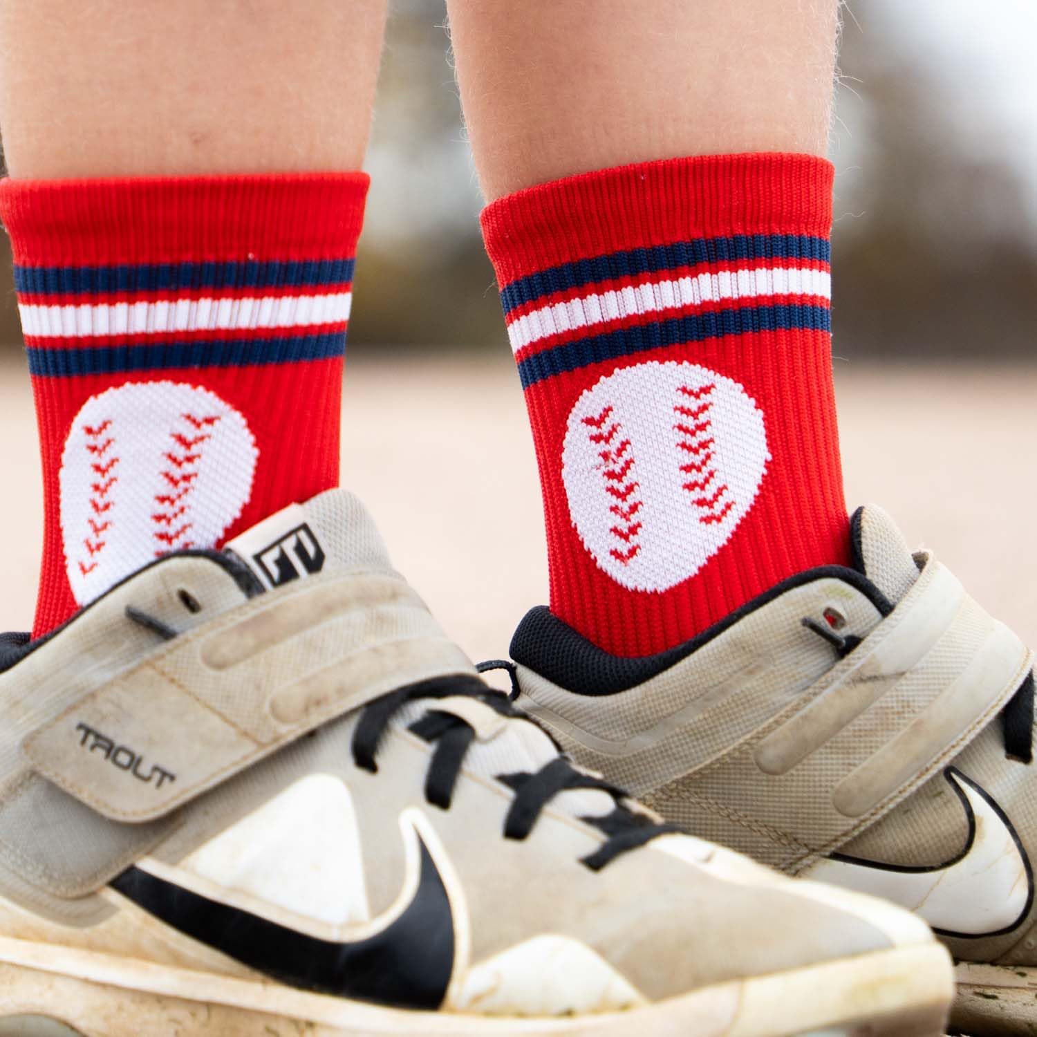 ChalkTalkSPORTS Baseball Performance Crew Socks - Boston Socks - Youth & Adult - Baseball Mid-Calf Socks - Image 2