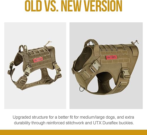 Miniatura 3 de OneTigris Chaleco táctico de entrenamiento para perros, arnés ajustable sin tirones para perros, chaleco de trabajo (marrón coyote, Pequeño)