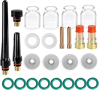 25pcs TIG Stubby Gas Lens Nozzle Kit 12 Pyrex Cup for DB SR WP 17/18/26 TIG Welding Torch 3/32"
