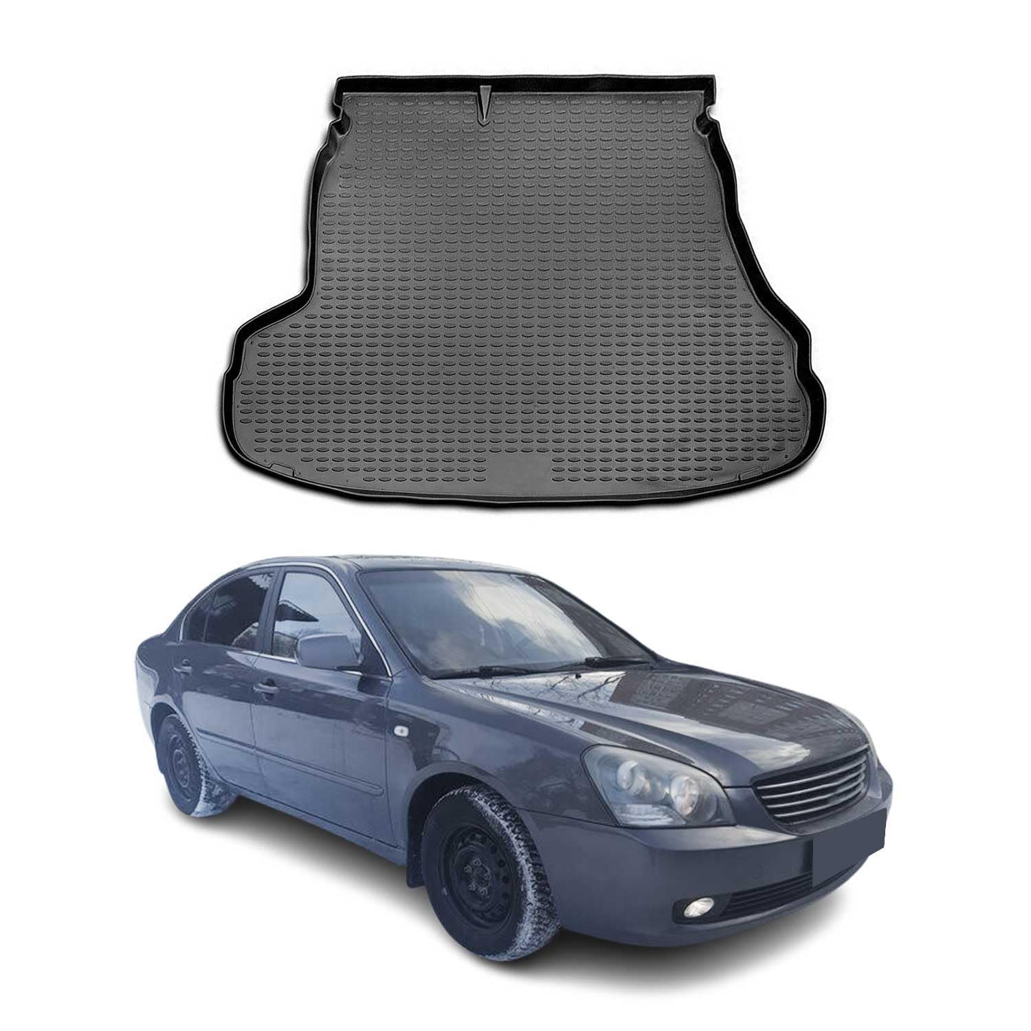 OMAC Juego De Alfombrillas Y Protector De Maletero Compatible Con Ford C-MAX 2010-2019 5puertas Goma TPE Negro