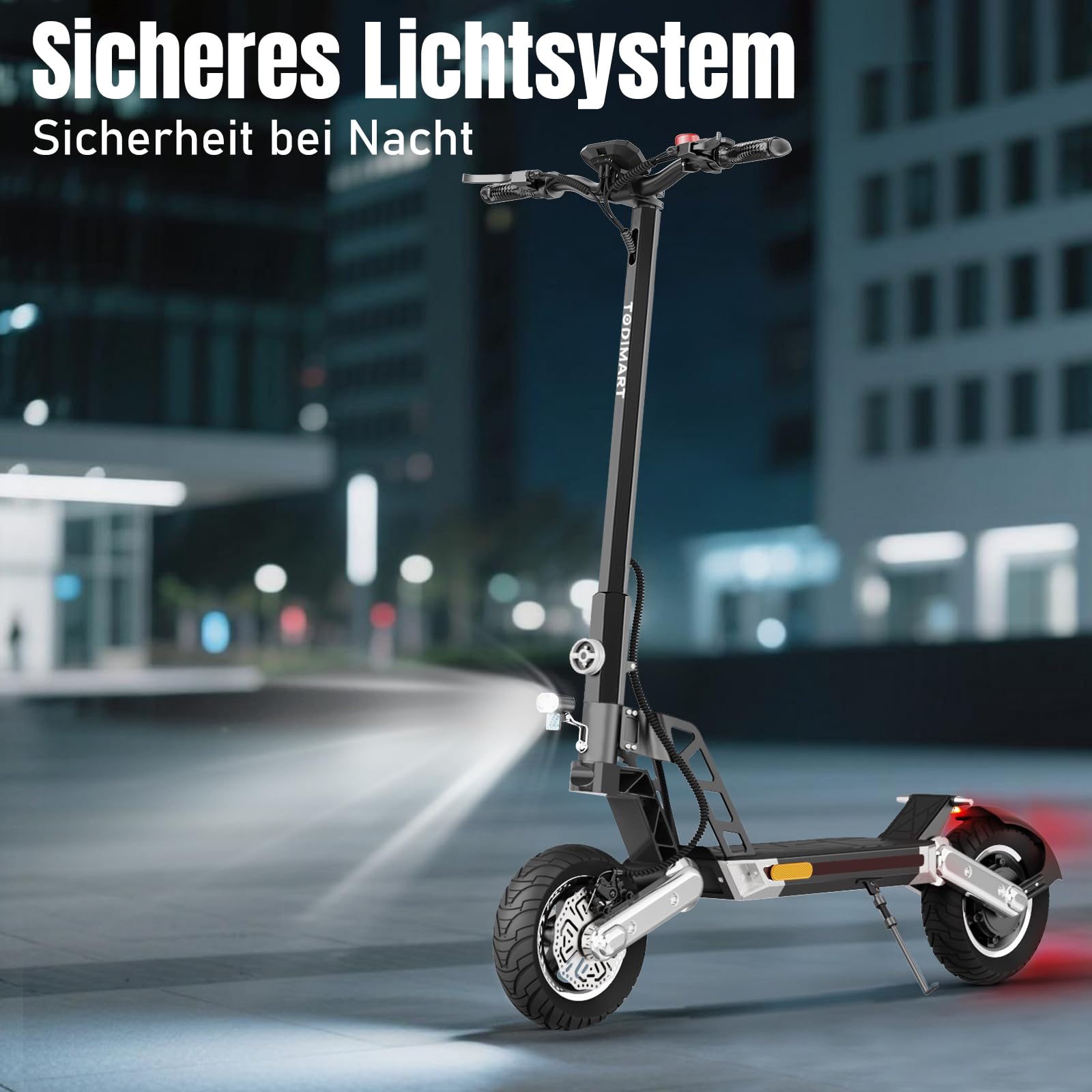 TODIMART E Scooter mit Straßenzulassungs, Reichweite bis zu 65-85 km, Maximale Belastung 150KG Offroad-Reifen 10 Zoll Faltbarer tragbarer Elektroroller-G2 ABE/X5S(Doppelmotoren)