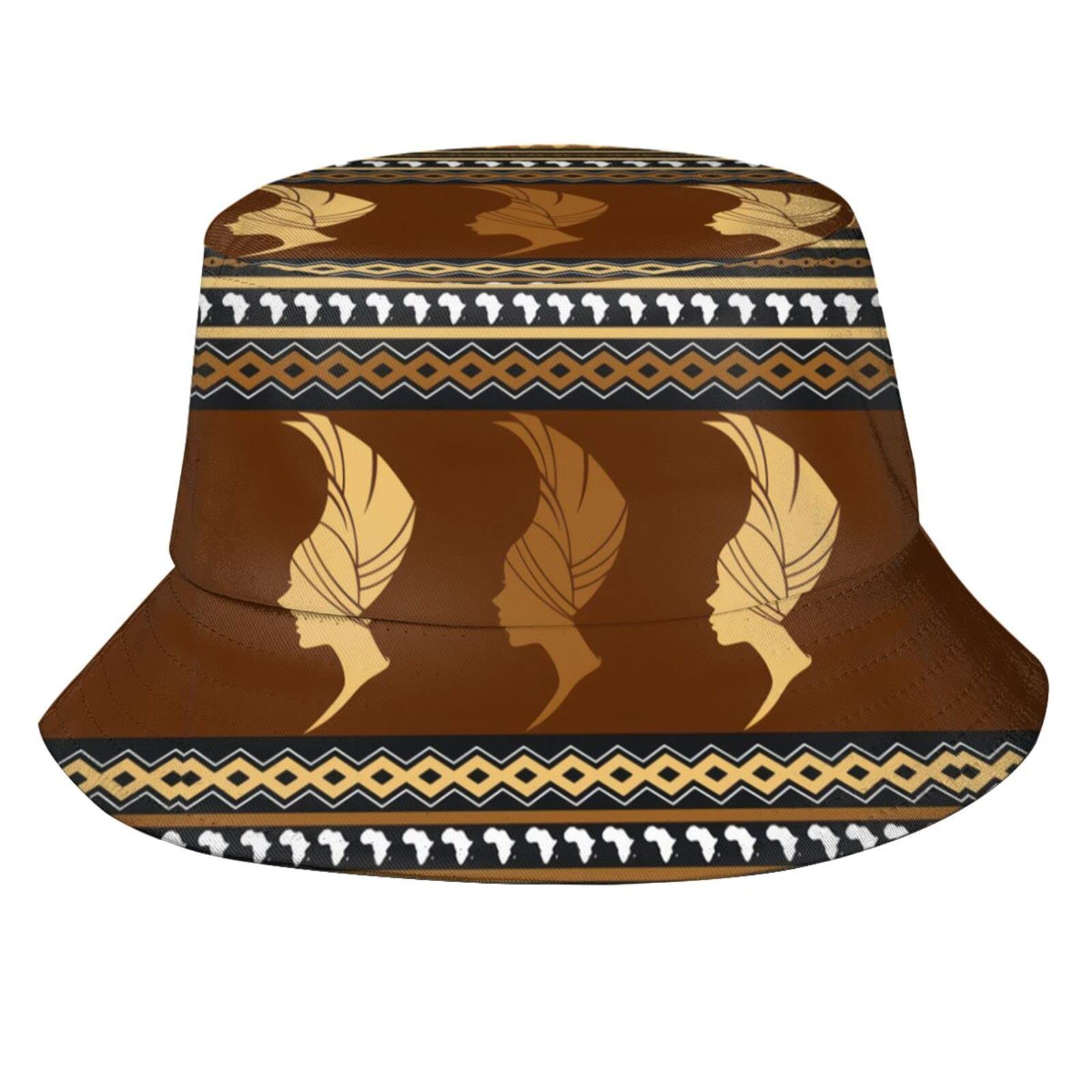 Unisex African Tribal Pattern Bucket Hat Packable UV Protection Sun Hat Outdoor Fisherman Caps