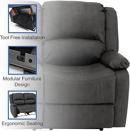 Miniatura 69 de RecPro Charles Collection sofá doble de 67 pulgadas con respaldo reclinable para caravana o cámper, mueble, sillón doble