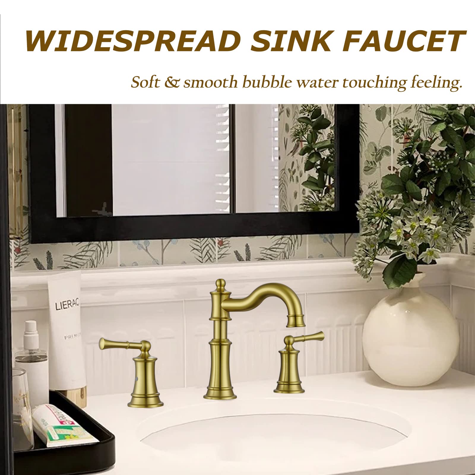 Snapklik.com : WINKEAR Roman Bathroom Sink Faucet 3 Holes Brushed Gold ...