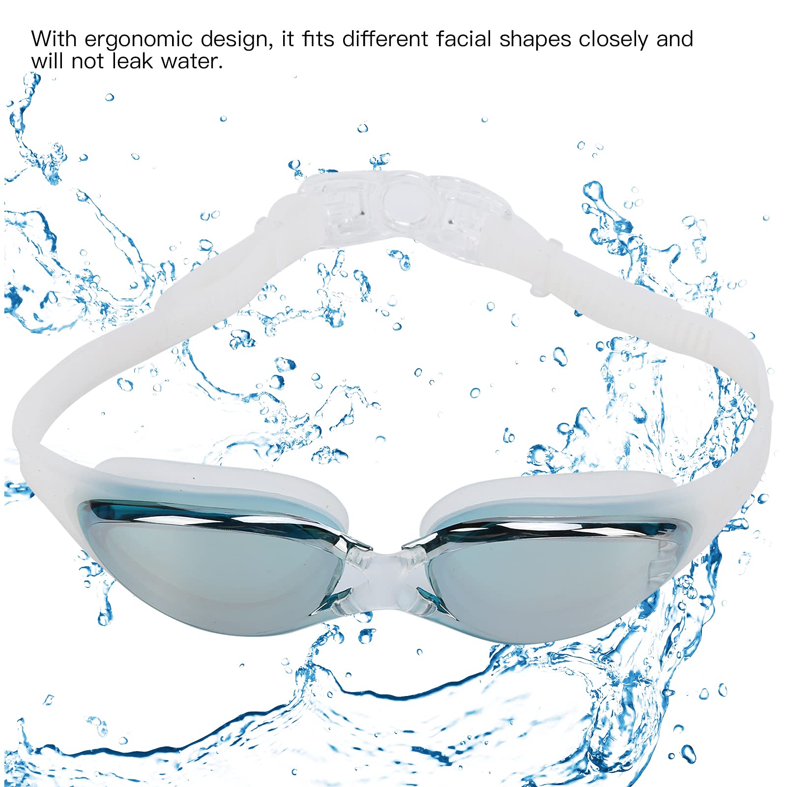 SUNGOOYUE Occhialini da Nuoto, Lenti Sfumate Antiappannanti e AntiGraffio, Ampia Visione 180°, Confortevole con Paraorecchie e Custodia, per Nuoto Vasca Allenamento