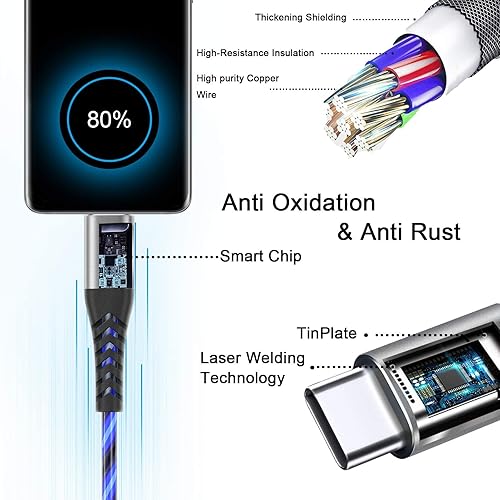 Miniatura 7 de Cable USB C a USB C de 6 pies 60 W 3A con luz USB C, cable de carga rápida, cable LED tipo C a tipo C para iPhone1515Pro15Plus15ProMaxiPad