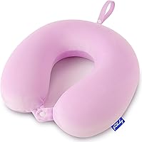 Vista 19 de Fabuday Memory Foam Neck Pillows for Travel - Airplane Pillows for Sleeping with Attachable Snap Strap Soft Washable Cover, Flight Pillow for Pink