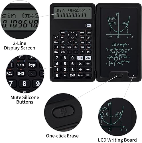 Miniatura 2 de Calculadoras científicas para estudiantes, calculadoras de escritorio de oficina, 240 funciones de computación, calculadora pequeña con bloc de