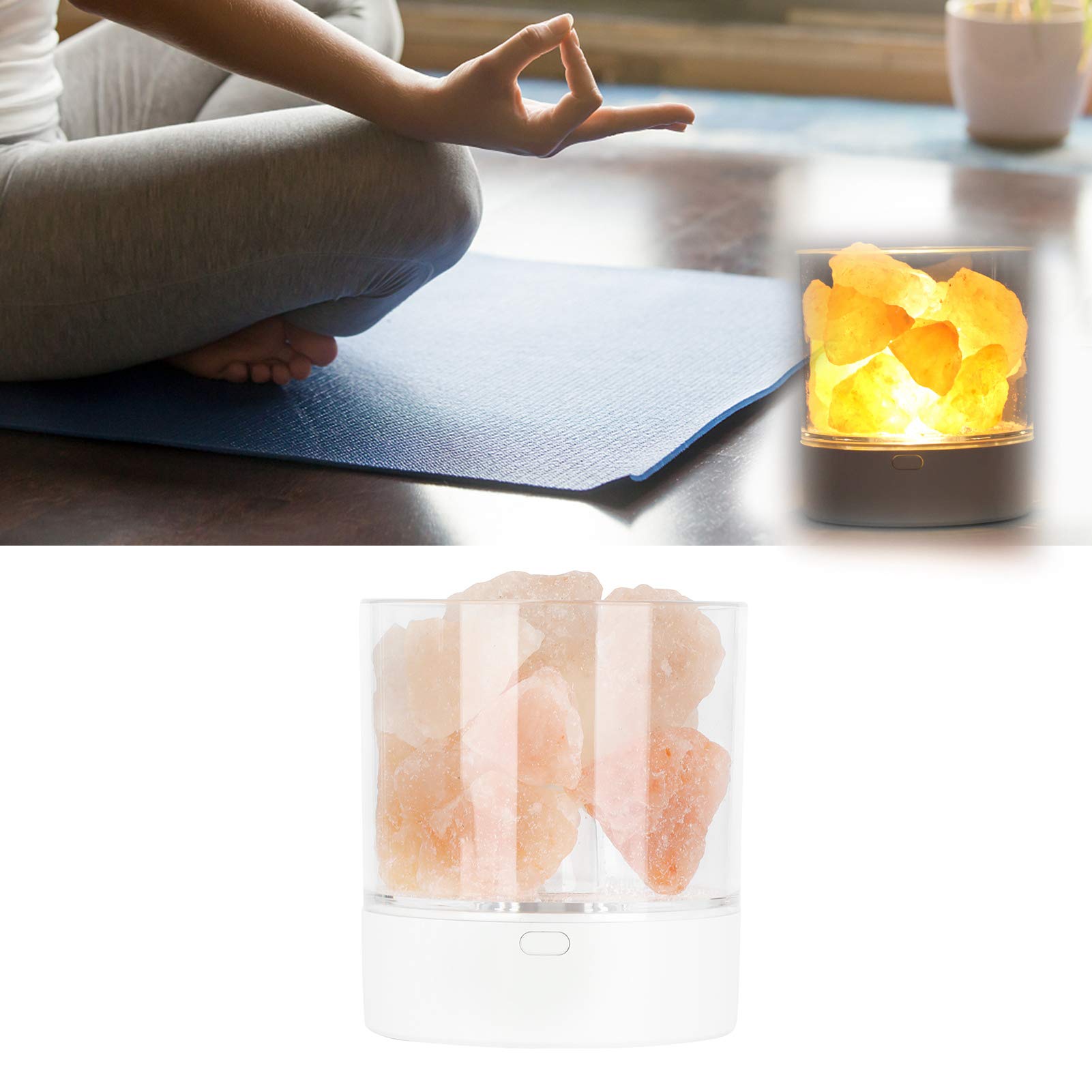 Miskall Crystal Salt Lamp 7 Colors Bedside Lamp Night Light for Bedroom Living Room Home Decor and Gift