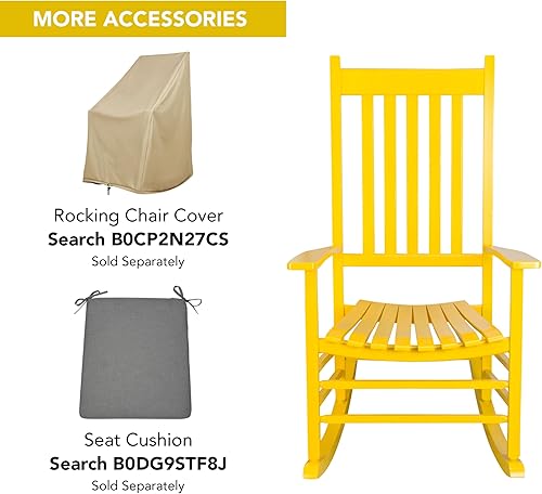 Vista 96 de Shine Company Inc. Silla mecedora para porche estilo Vermont, 4332WT, color blanco