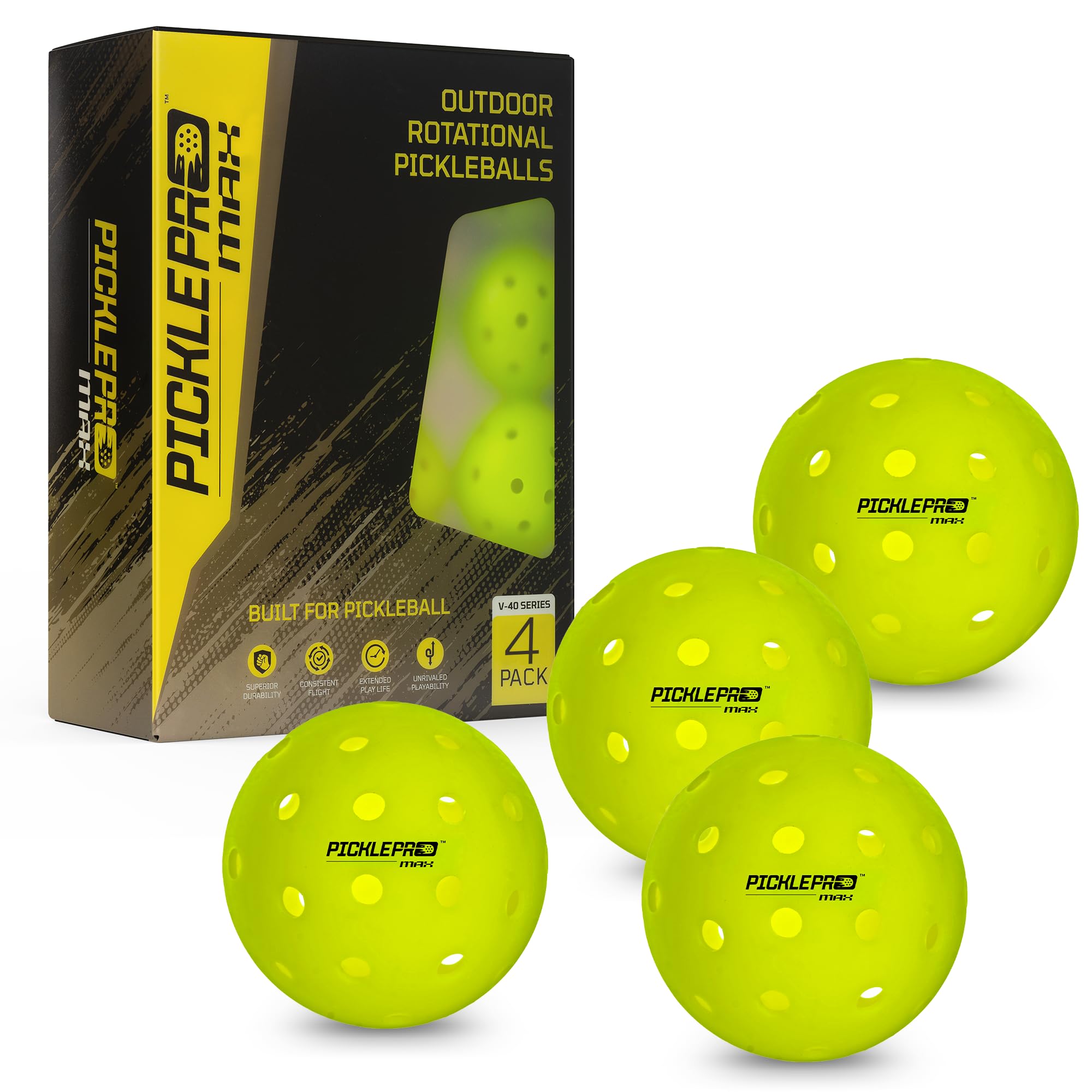 Palline da pickleball modellate rotazionalmente per giocatori competitivi - Design morbido a 40 fori in LDPE di alta qualità - Approvato USAPA, grado di torneo, controllo preciso e durata superiore
