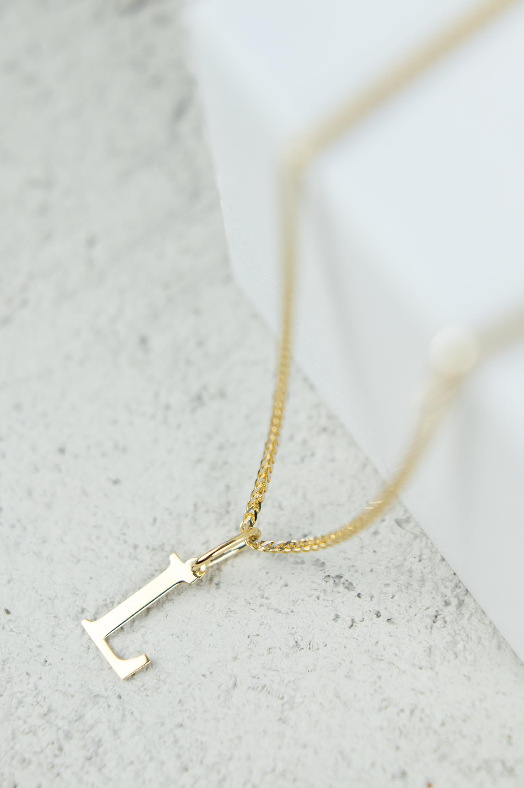 Rodium – Buchstabenanhänger L aus 585er Gelbgold – 14-Karat-Initialen-Anhänger für Halskette oder Armband – Geschenk für Frauen – hergestellt in Italien