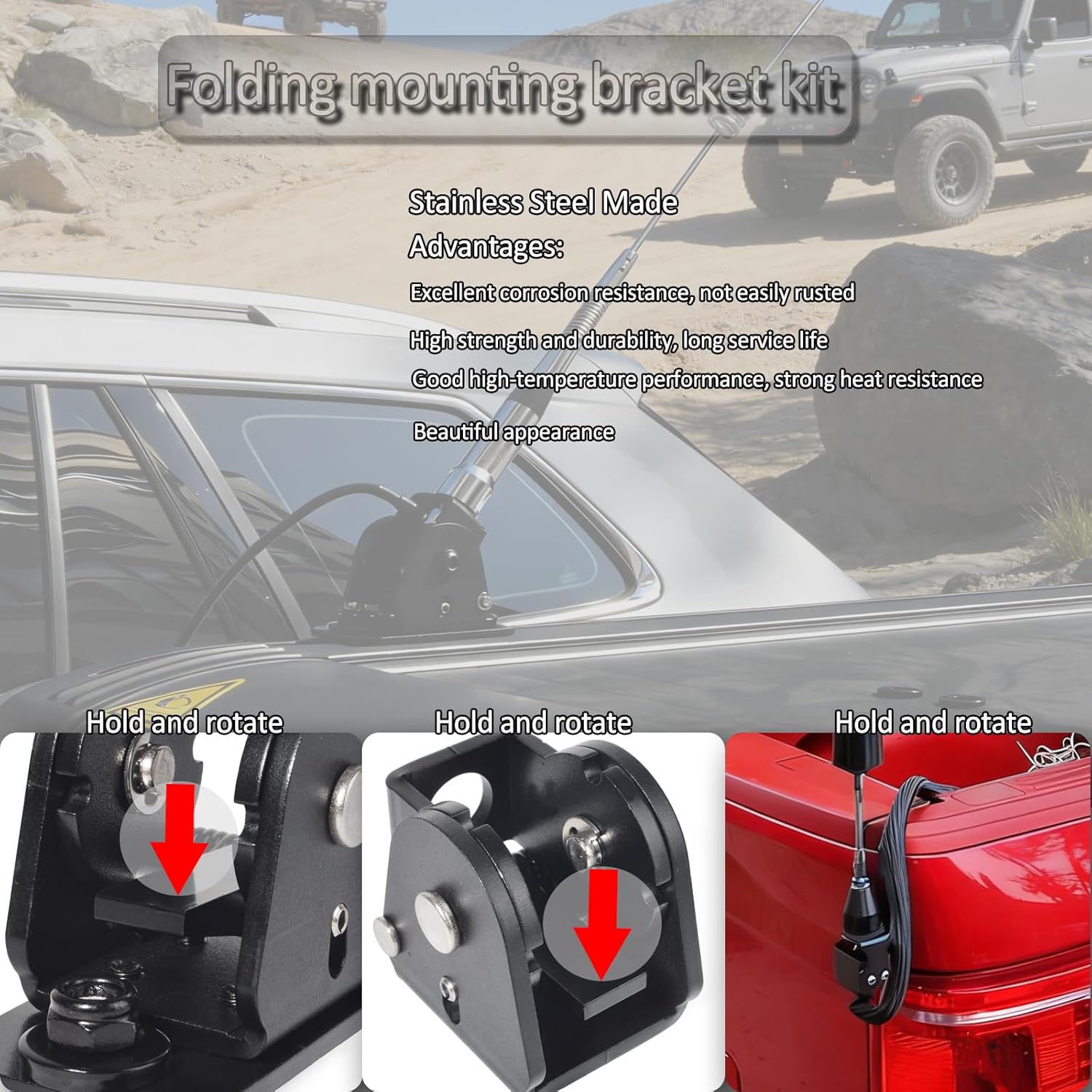 HYS Roof Rack Mounting Bracket Kit - 13mm Hole Diameter for WeBoost Antennas - CB Antennas, Heavy Duty Stainless Steel Mount Fits Most Vehicles with Roof Racks (T-Channel Crossbars)