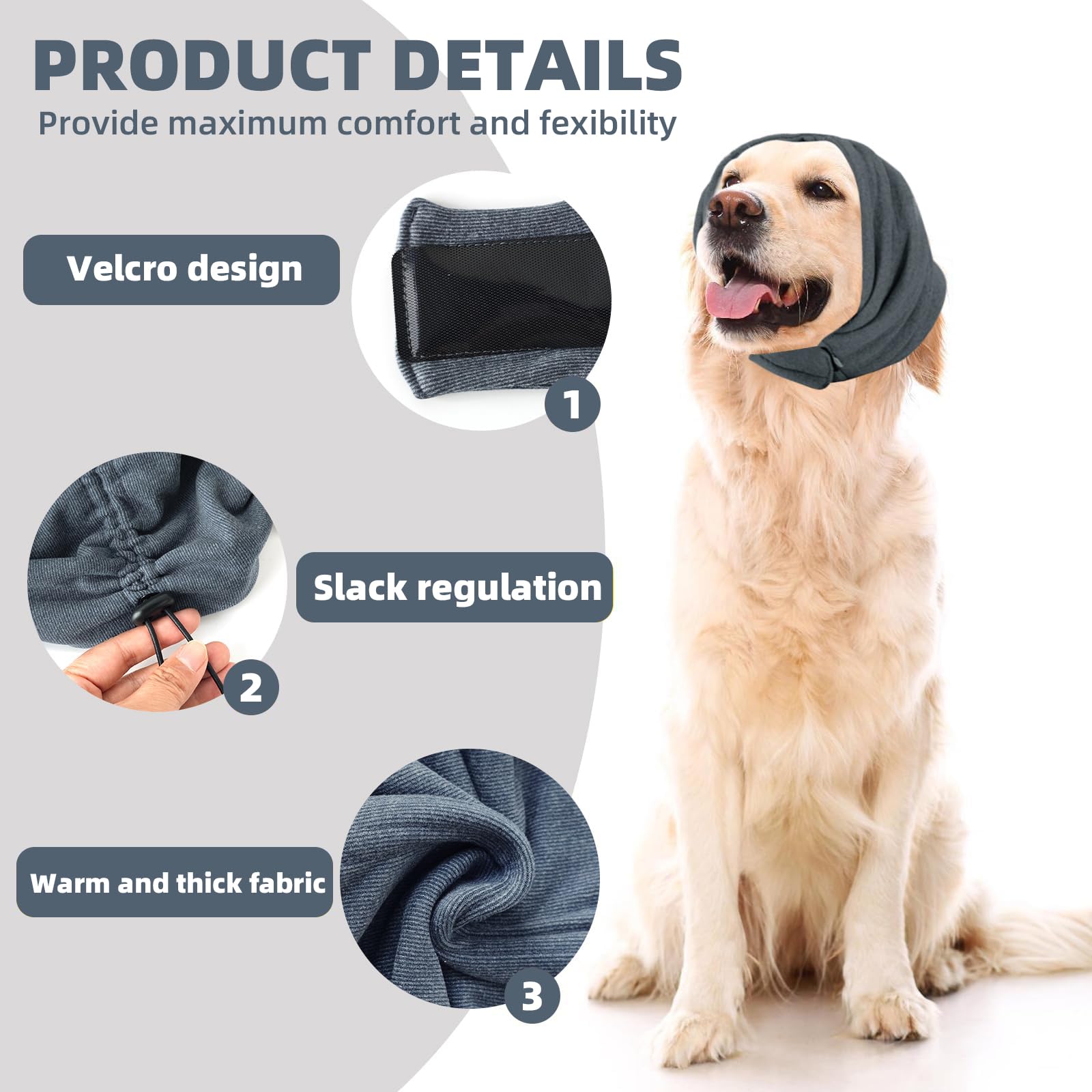 Dog Snood Ear Protectors Comfort Dog Ear Muffs Dog Neck and Ears Warmer Hood Noise Protection Calming Hood Calming Pet Snood Ear Covers for Anxiety Relief and Calming (S) - Image 3