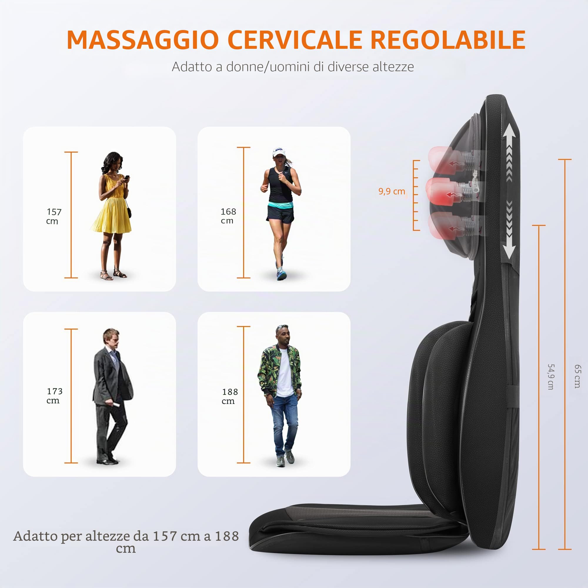 Snailax Massaggiatore Schiena e Collo con Calore e Compressione d’Aria, Sedile Massaggiante Shiatsu Massaggiatore Elettrico per Schiena e Collo, Poltrona Massaggiante per Natale Regali