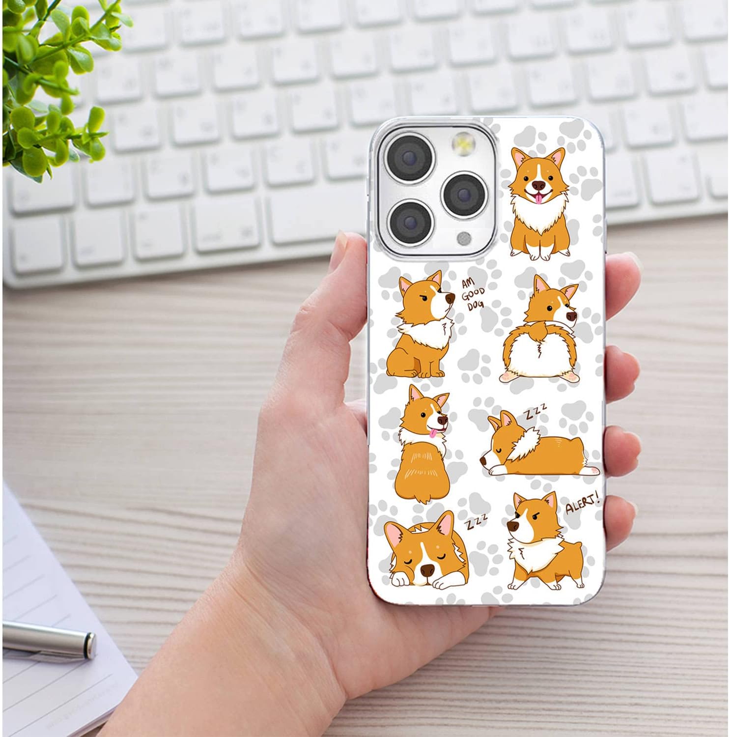 for iPhone 13 Pro Max Case,Full Protective Shockproof Slim Soft TPU Clear Phone Cover Cases with Design for Dog Lover Owner iPhone 13 Pro Max 6.7,Cute Anime Cartoon Animal Pet Dog Corgi Paw - Image 6