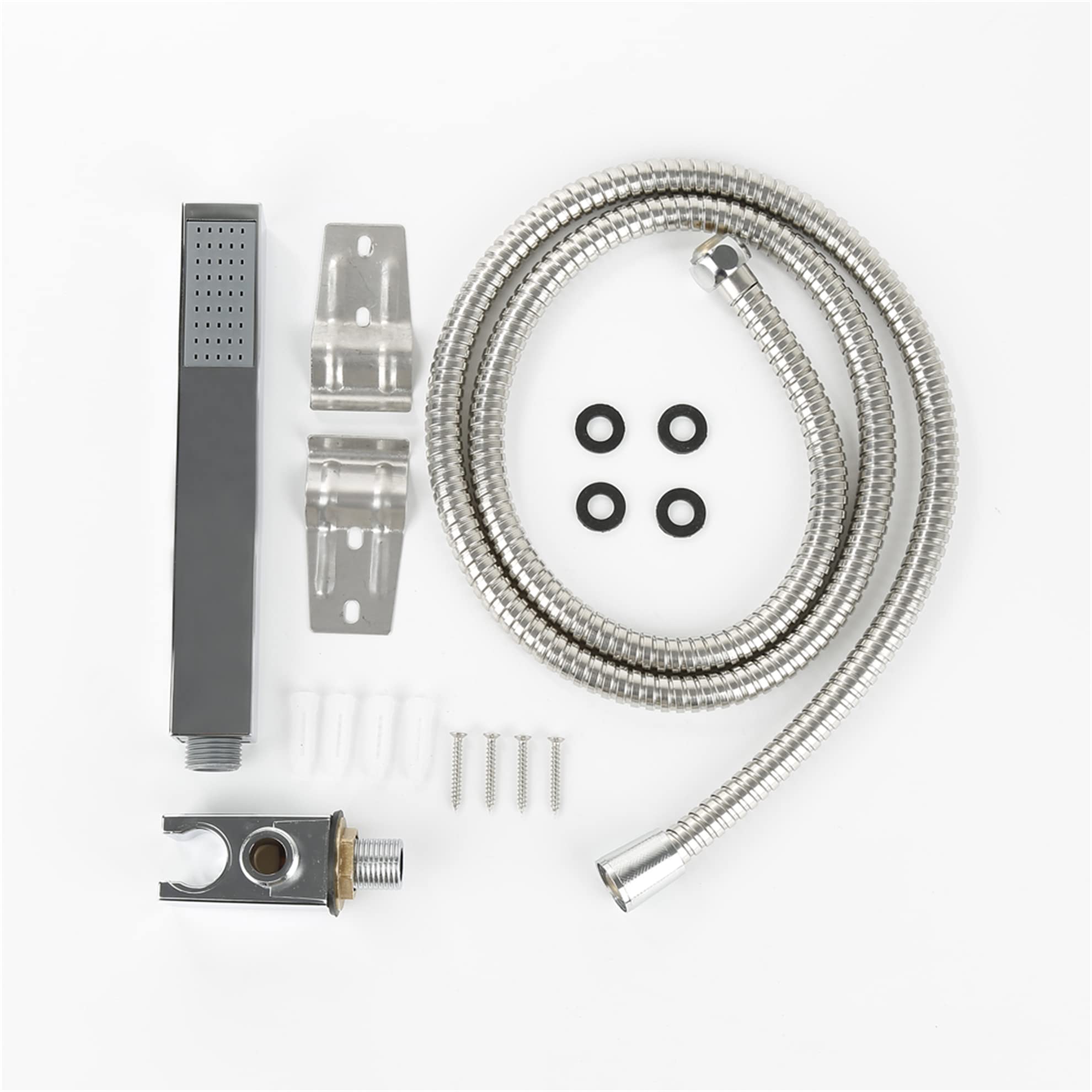 MINGYI Colonne de Douche Hydromassante, avec Douchette et Pommeau, 4 Modes de Douche, Connecteur DIN Standard 1/2'' (Argent, 20×140 cm)