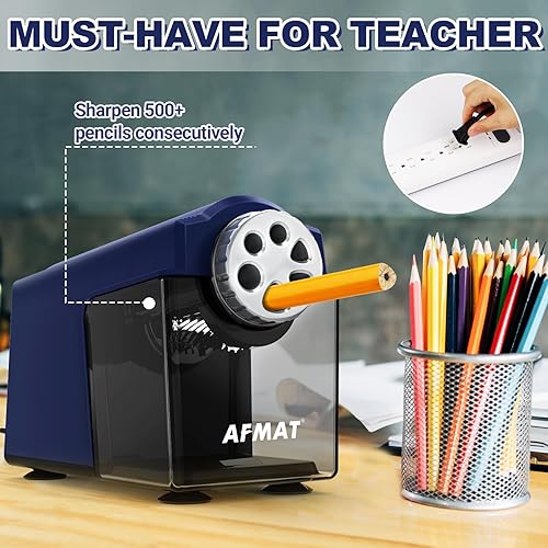 Miniatura 5 de Sacapuntas eléctrico resistente, sacapuntas de 6 agujeros para el aula para lápices de 0.23 a 0.394 pulgadas, sacapuntas de parada automática, 10000