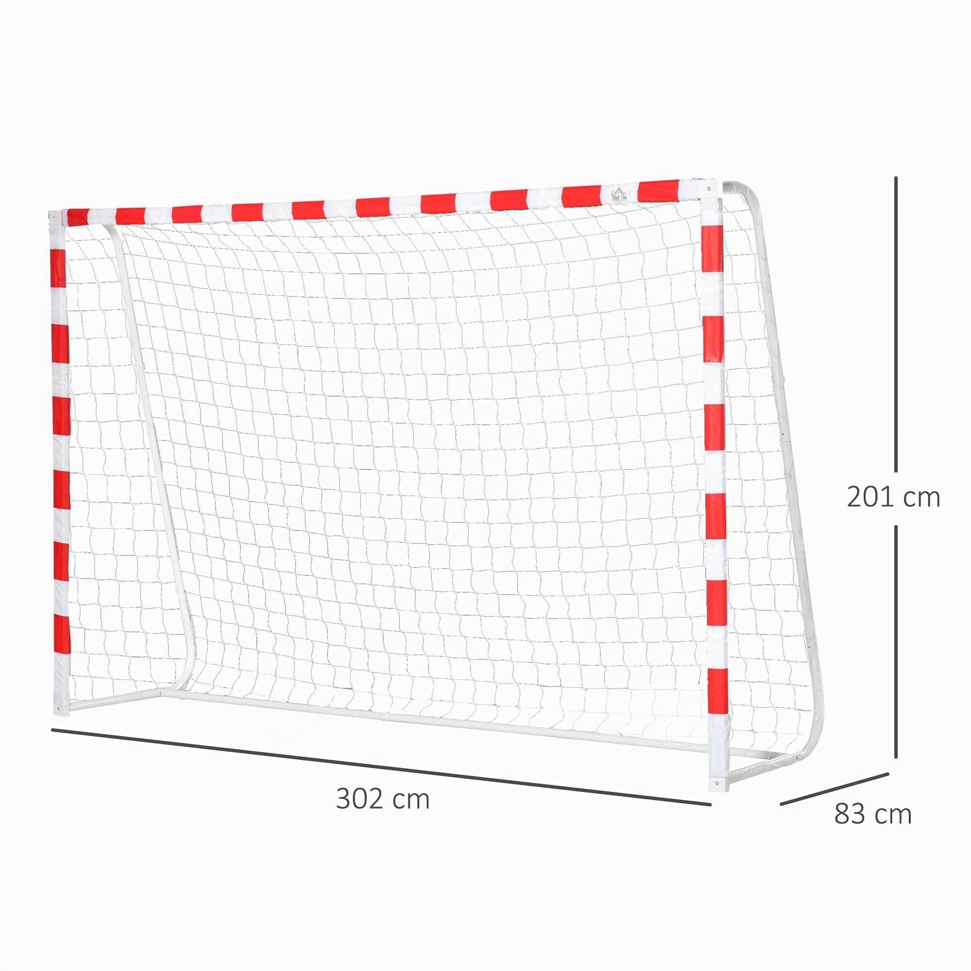 HOMCOM Rete da Calcio, Porta da Calcio per Adulti e Bambini 302x83x201cm | Calcetto, Plastica PE