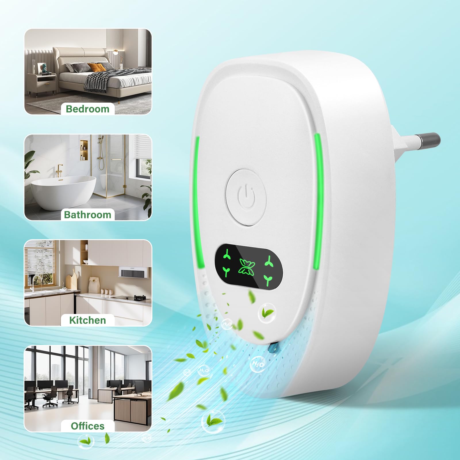 Purificatore d'Aria, Plug in Negative Ion Air Purifier, 4PCS Purificatore Aria Odori Animali, Depuratore Aria per Ufficio, Camera, Bagno, Rimozione Fumo, Odori di Animali E Odori