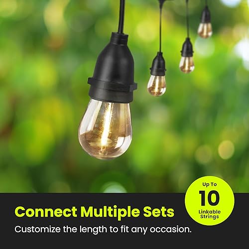 Miniatura 7 de Feit Electric Cadena de luces LED, 20 pies de grado comercial y resistente a los golpes con 10 enchufes para exteriores, enlazable, vida útil de