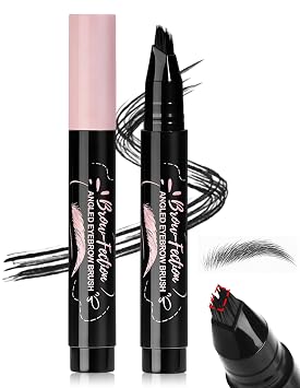 Erinde Eyebrow Pen with Angled Brush, Liquid Microblading Eyebrow Pencils for Women, Hair-Like Strokes Brow Pen, Waterproof, Smudge-Proof, Long Lasting Eyebrow Pencil for Natural Brows, 05 Black