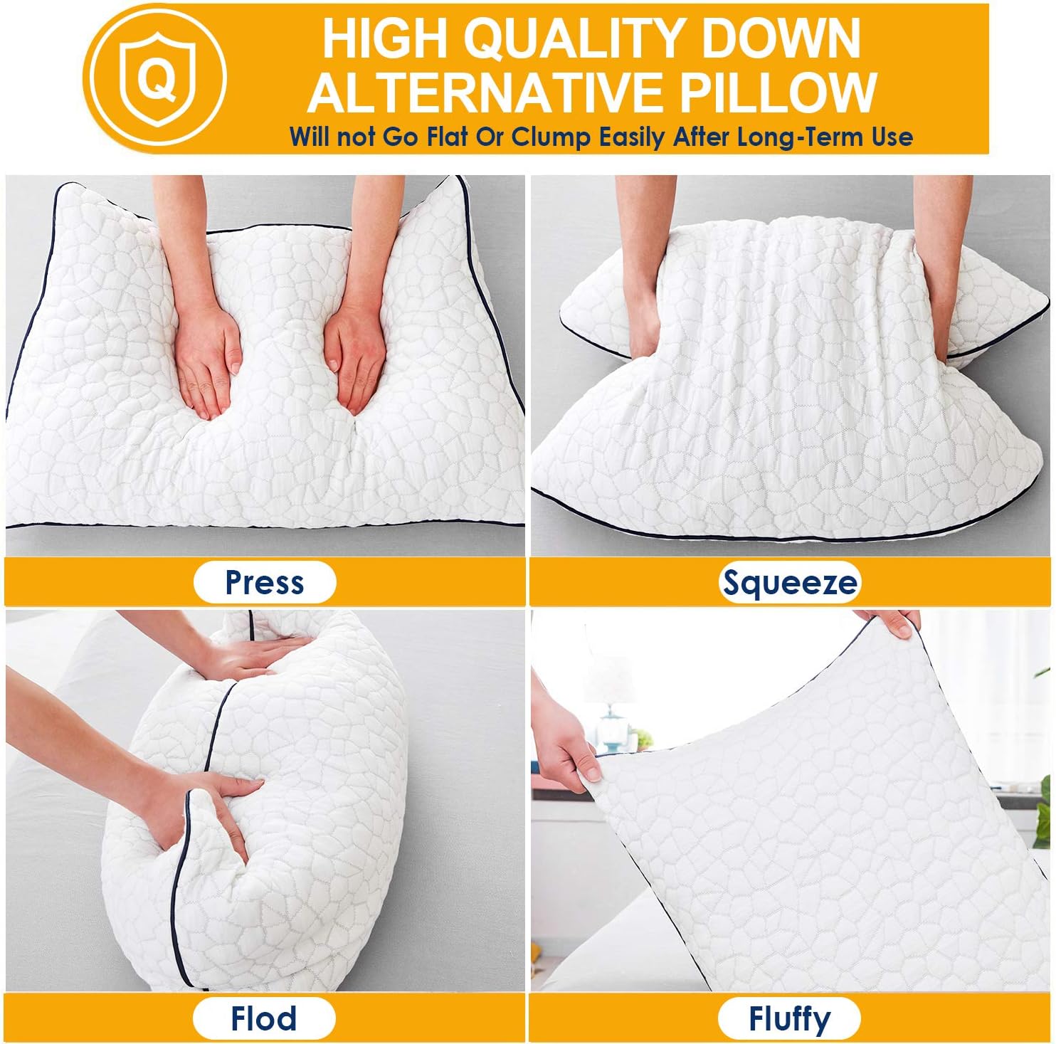 Shredded Memory Foam Pillows for Sleeping Bamboo Cooling Gel Bed Pillows - Adjustable Loft for Side and Back Sleepers Washable Cover Queen Size