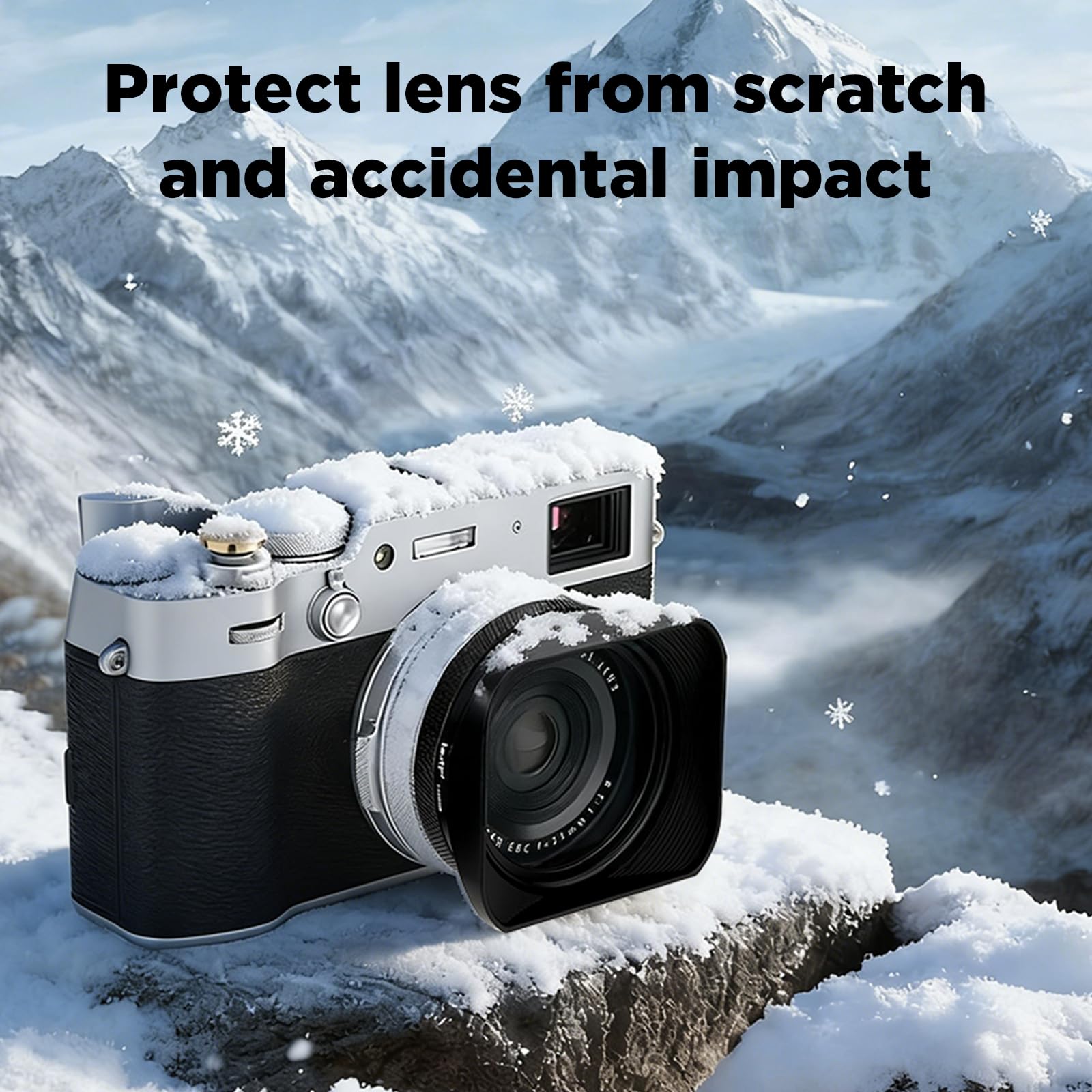 Haoge LH-X200B Pare-soleil carré en métal avec bague d'adaptation 49 mm et capuchon en métal pour Fujifilm Fuji x100vi X100V X100F X100T X100S X70 Accessoires photo Noir