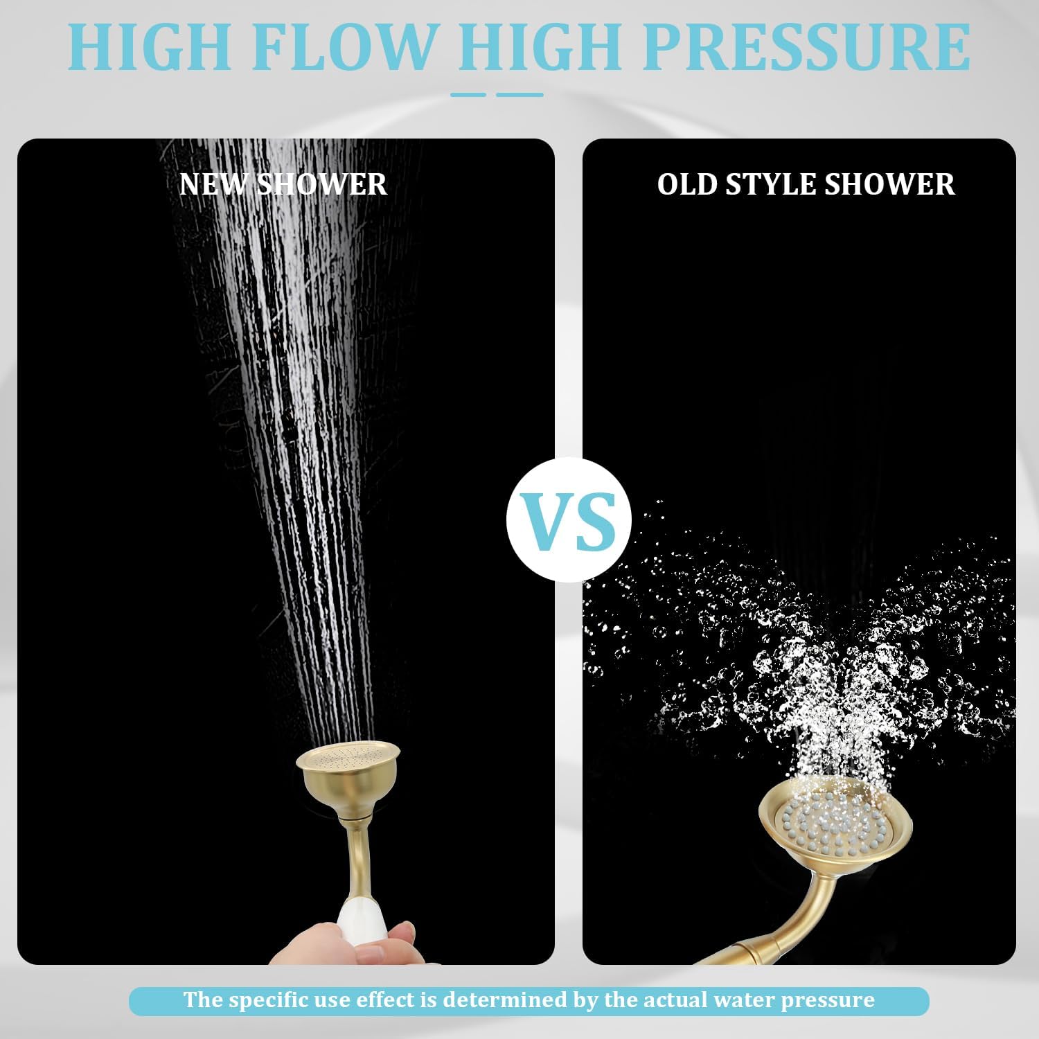 HOMEDEC Vintage Handheld Shower Head with 59inch Flexible Hose High-Pressure Antique Rain Showerhead Combo Replacement No Wand Holder, Round Telephone Shape, Brushed Gold