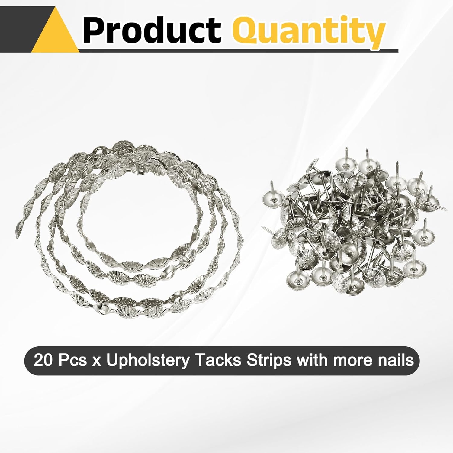 uxcell Upholstery Nailhead Trim, 20 Meters Flower Upholstery Tacks Strips, Decorative Nail Trims with Nails for Sofa Headboard, Chair DIY Furniture Accessory (11mm Silver)