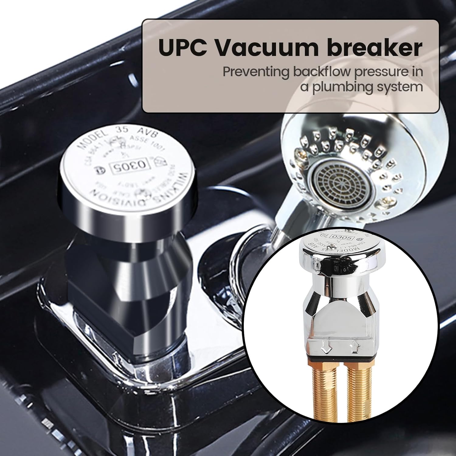 Salon Shampoo Bowl Faucet Vacuum Breaker Kit, Faucets for Shampoo Bowls with Hose and Sprayer Replacement Part, Hair Salon Faucet Sprayer Hose Set
