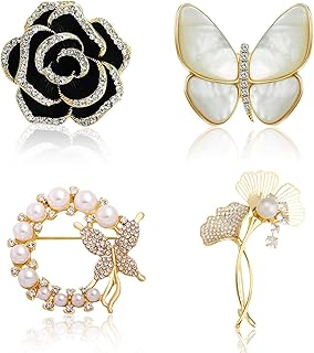 KASTWAVE 4 Pcs Vintage Flower Brooch Pins Set