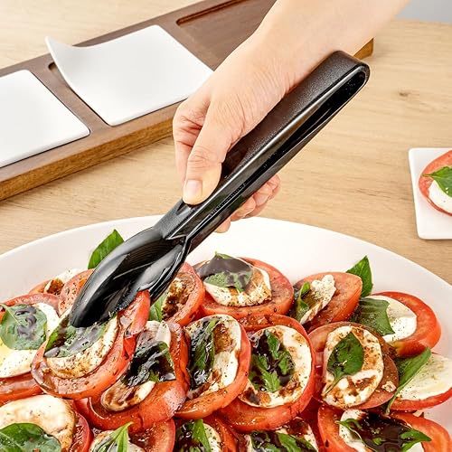 Miniatura 9 de Restaurantware Pinzas de cocina de 9 x 3 pulgadas, 1 pinza para servir con bordes festoneados, pinzas de plástico negro reutilizables aptas para