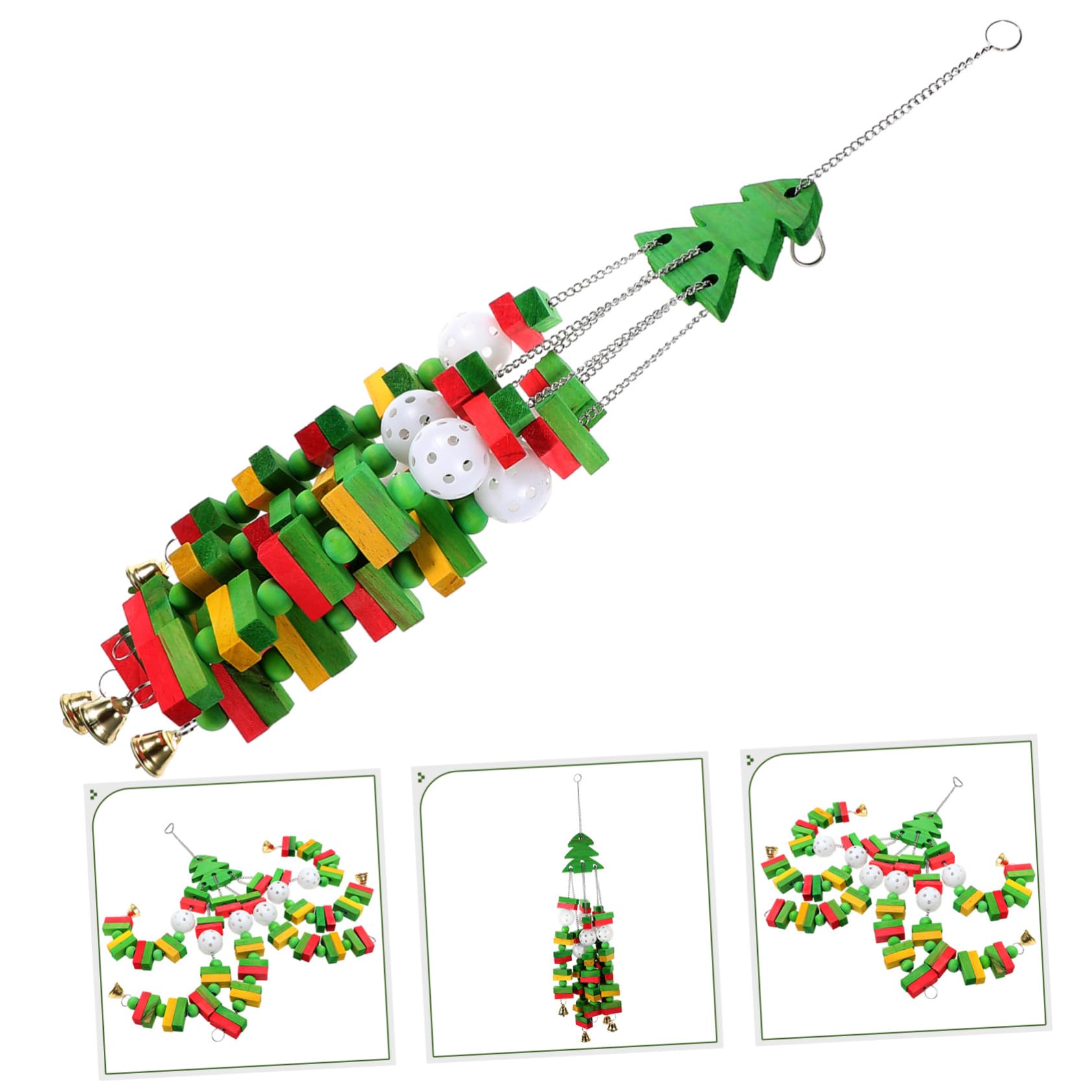 à mâcher Perroquet Oiseaux cacatoès Jouets Cage volière d'oiseau délicat à mâcher Oiseau de Noël Perroquet à Suspendre de Dentition Perroquet en Bois