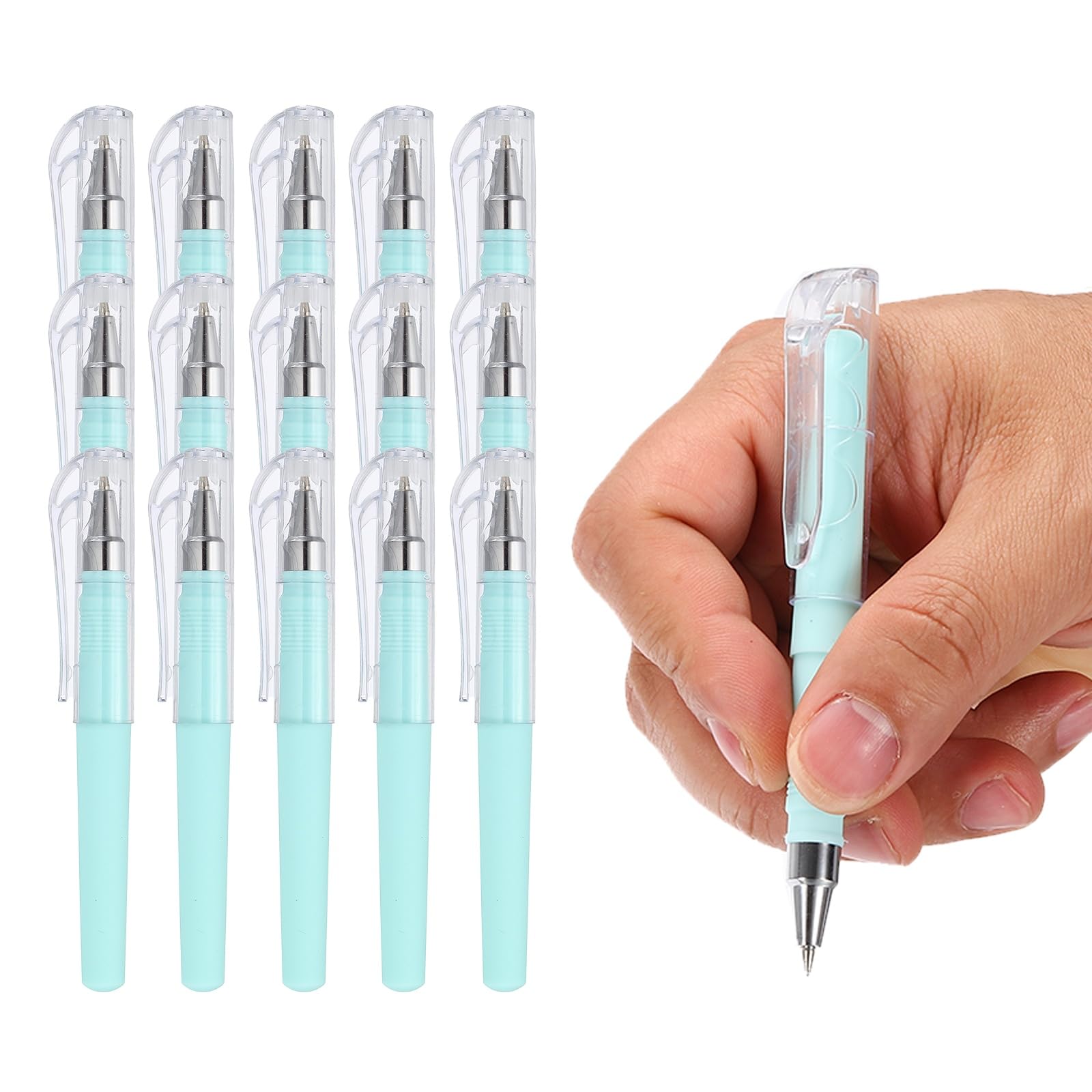 PATIKIL 0.5mm Mini Gel Pens, 15Pcs Pocket Pen Black Ink 4.1 Inch Short Small Compact Portable Smooth Writing Quick Dry Notebook Journaling Office Supplies, Light Blue