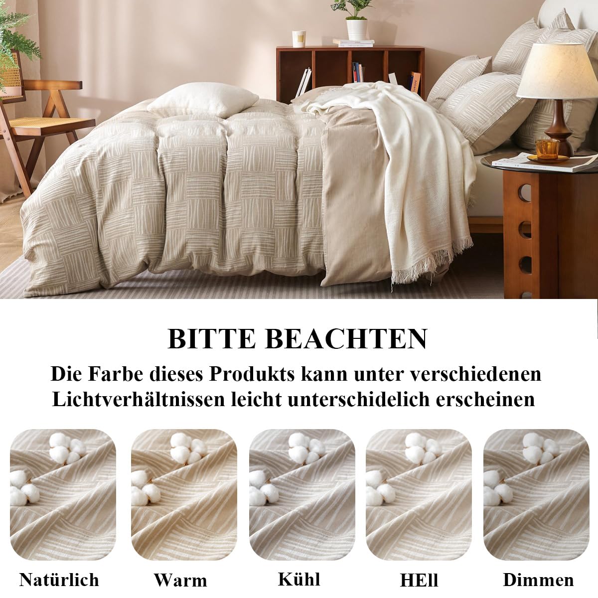 Lanqinglv Doppelte Musselin Bettwäsche 155x220 cm Baumwolle 100% – Bild 5