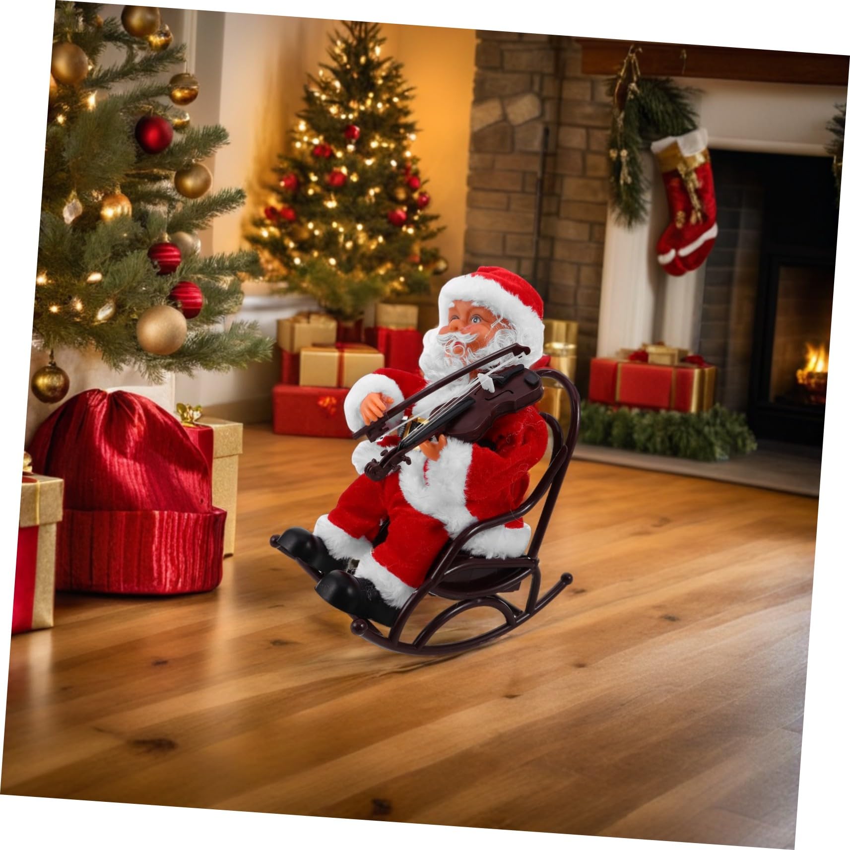SUPVOX Juguete de Papá Noel Eléctrico con Música para Fiestas Navideñas Figura Decorativa de Papá Noel con Instrumento Musical para Repisa de Mesa