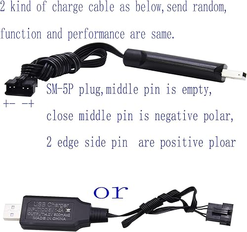 Miniatura 2 de Blomiky Paquete de 2 baterías recargables de iones de litio de 7.4 V 1200 mAh con enchufe SM-5P y cable USB para R208 R308 2008 RC Boat  R208