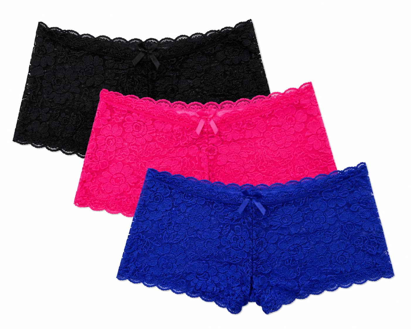 Women Lace Cheeky Boyshort Brief Panty, Mid Rise Stretch Lace Underwear, Soft Nylon Fabric, Free Size Fit, Seamless Flat Edge Design, Multicolor Assorted Everyday Innerwear for Women-image-29