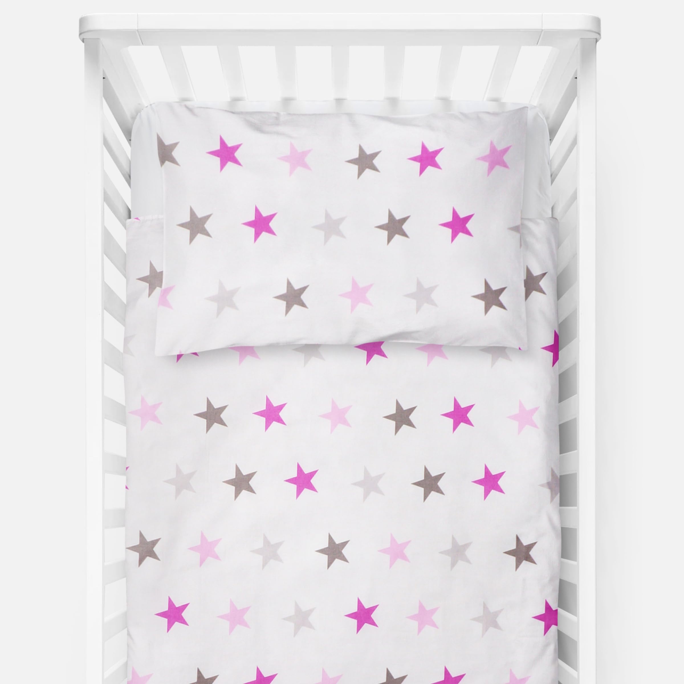Baby Comfort Juego de Cama para Cuna 4 Piezas 135x100 cm edredón y Funda nórdica con Almohada y Funda de Almohada - diseño 19 (12 Meses+)