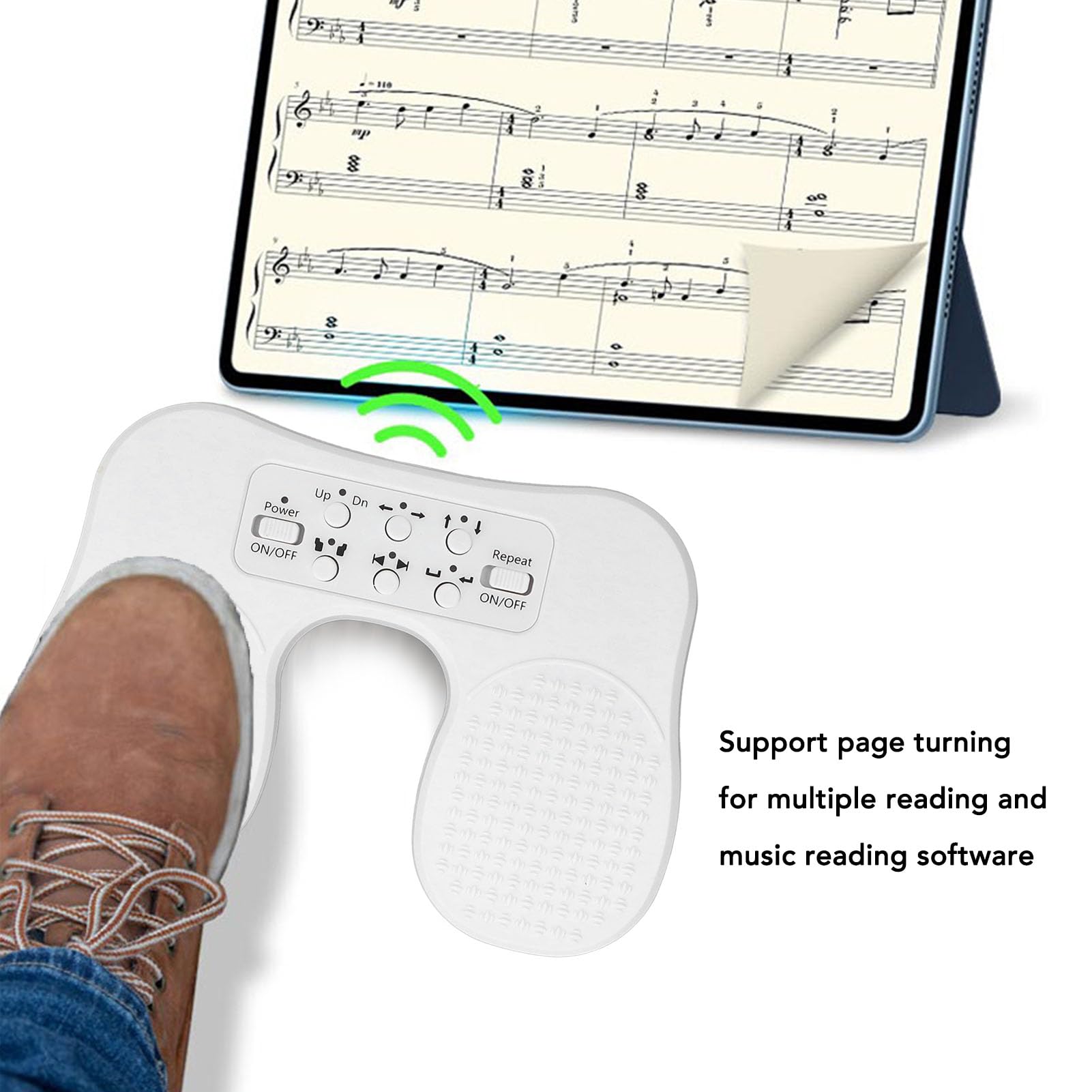 Page Turner Pedal, Silent Page Turner Rechargeable Music Page Turner Foot Pedal, Portable Footswitch Page Turner for Phone, Tablets, PC