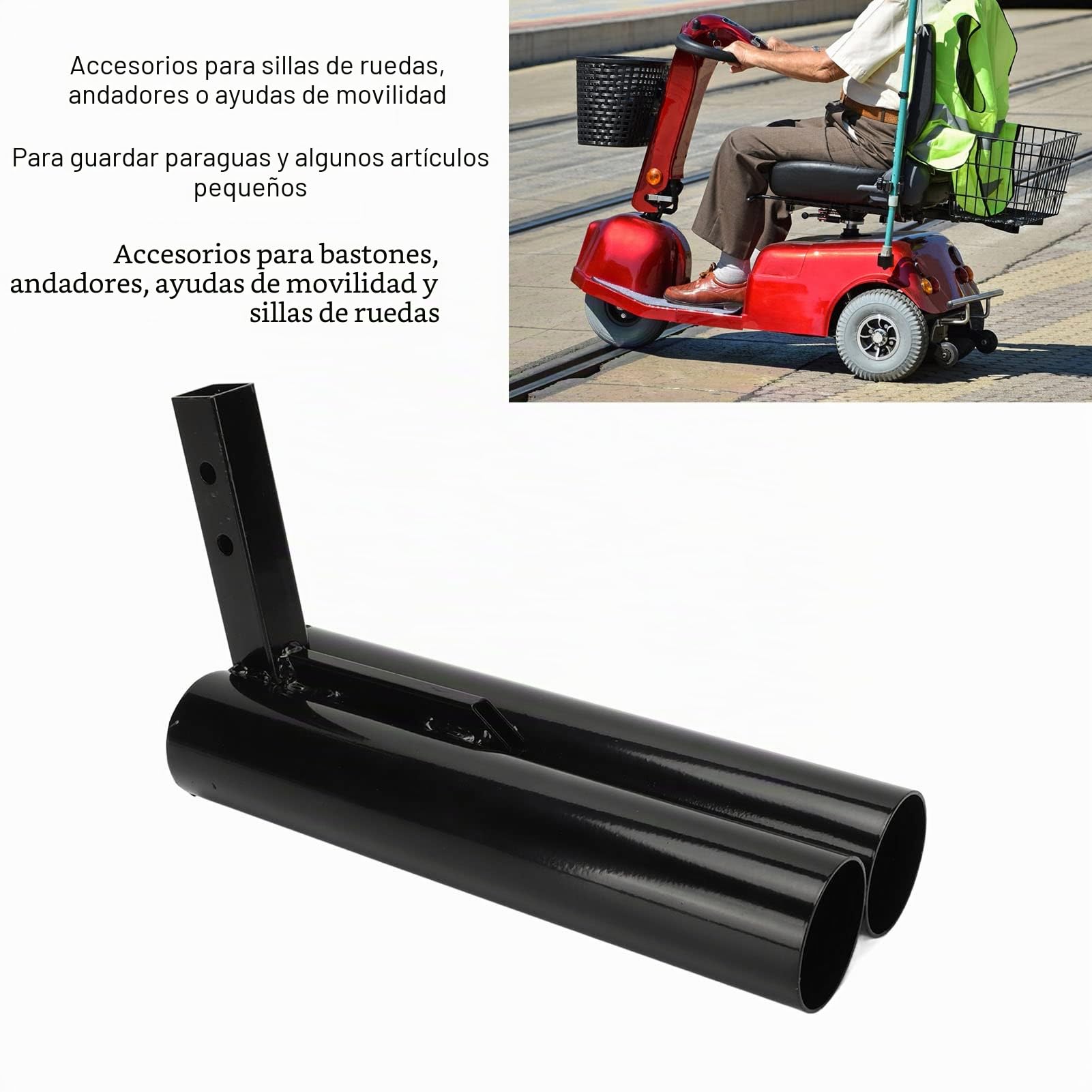 Soporte para Bastón para Andador, Scooter Móvil, Sillas de Ruedas para Personas Mayores, Accesorio, Soporte, Accesorios, Soporte Doble, Soporte para Muleta para el Coche,