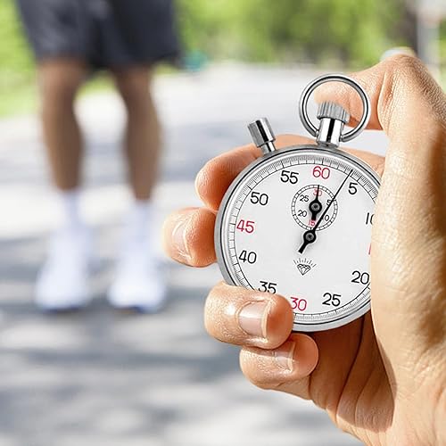 Miniatura 4 de Cronómetro analógico mecánico de acero inoxidable con temporizador de mano de pausa para correr, entrenamiento y experimentos