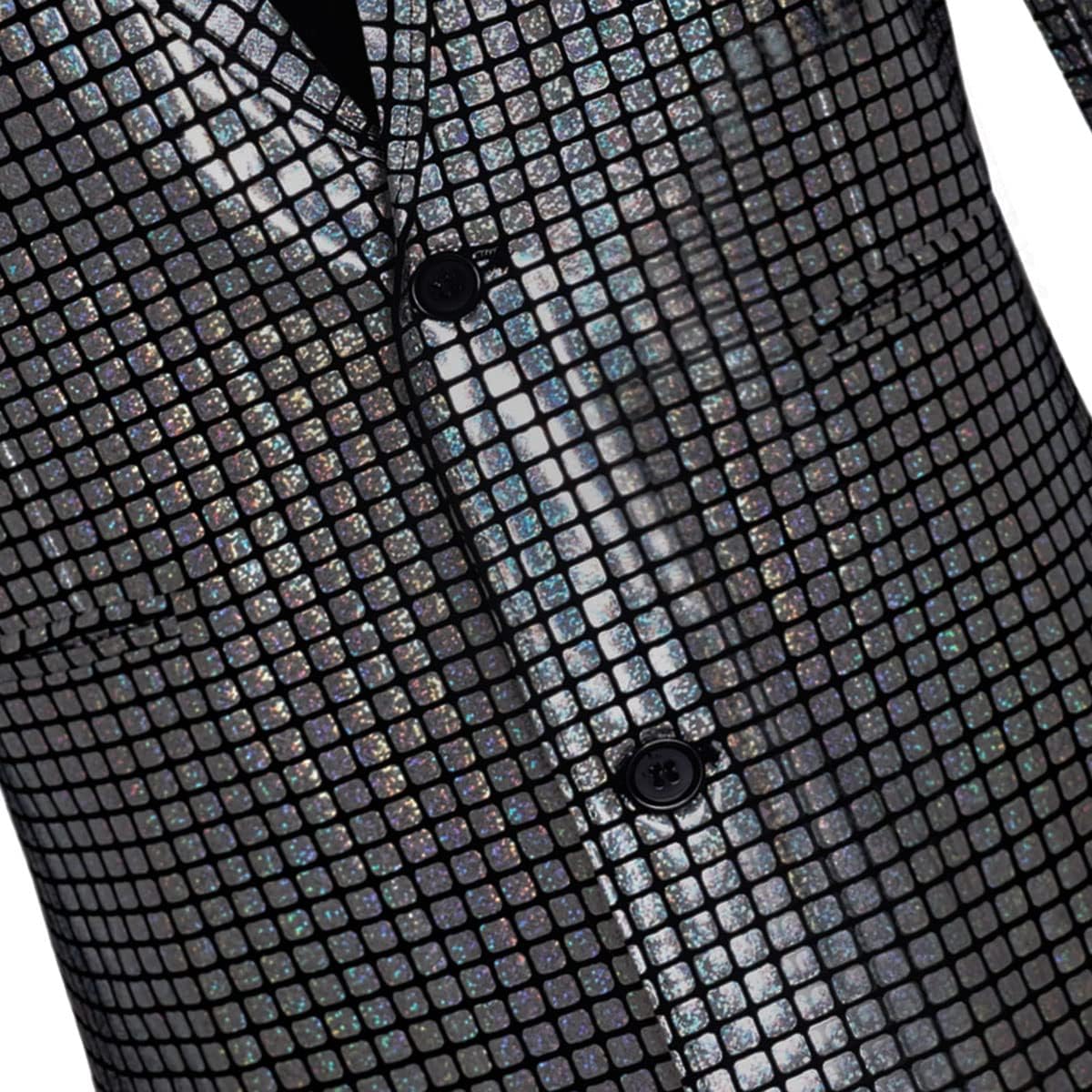 Men's 70s Disco Suit Set with Metal Sequin Jacket and Pants - Image 5