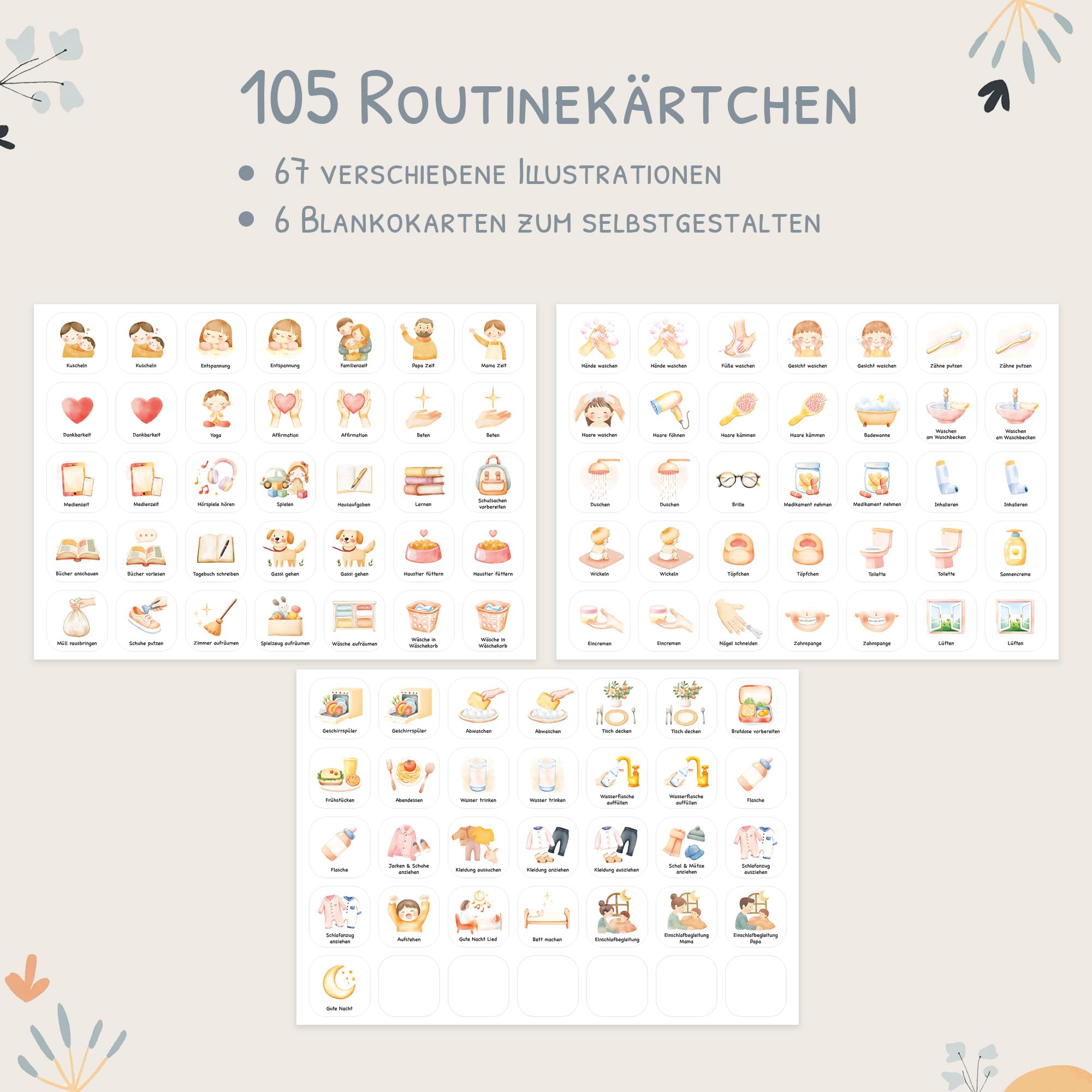 Routine Planer Kinder für Morgenroutine und Abendroutine - Routineplaner, Tagesplan Kinder mit Klett-Punkten und 105 Symbolkärtchen, Montessori Planer, Routinehilfe zum Umklappen (Bauernhof)